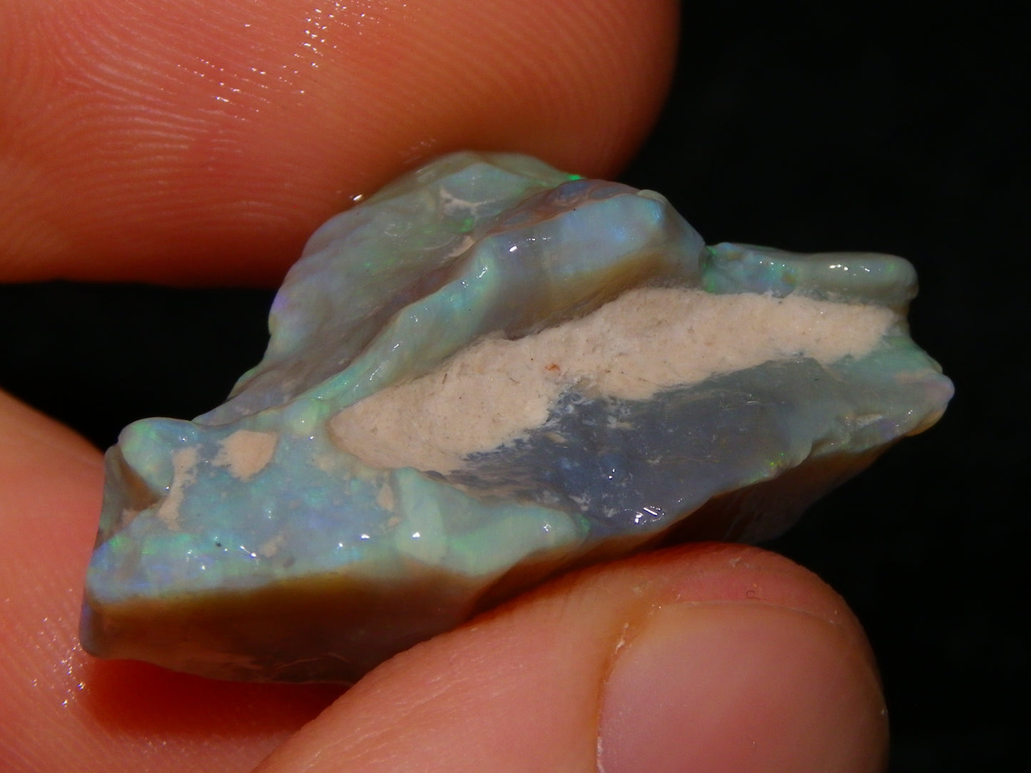 3 Nice Rough Lightning Ridge Opals 55cts Green/Blue Crystal/Grey Base Fires Au