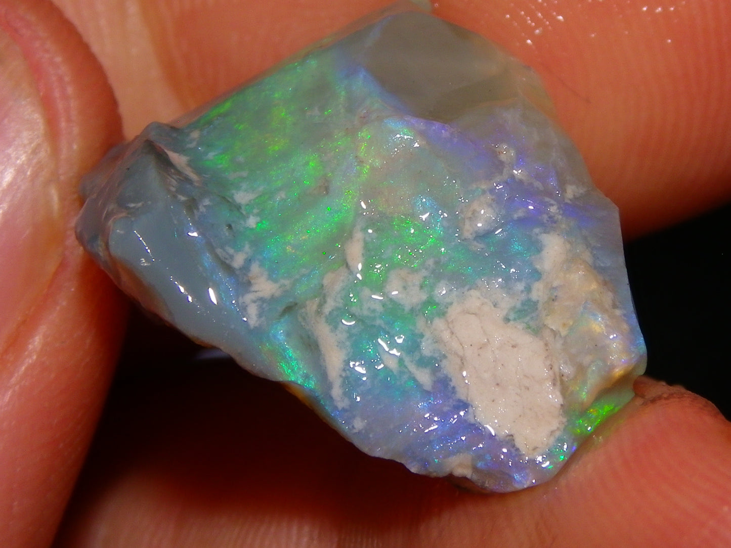 3 Nice Rough Lightning Ridge Opals 55cts Green/Blue Crystal/Grey Base Fires Au