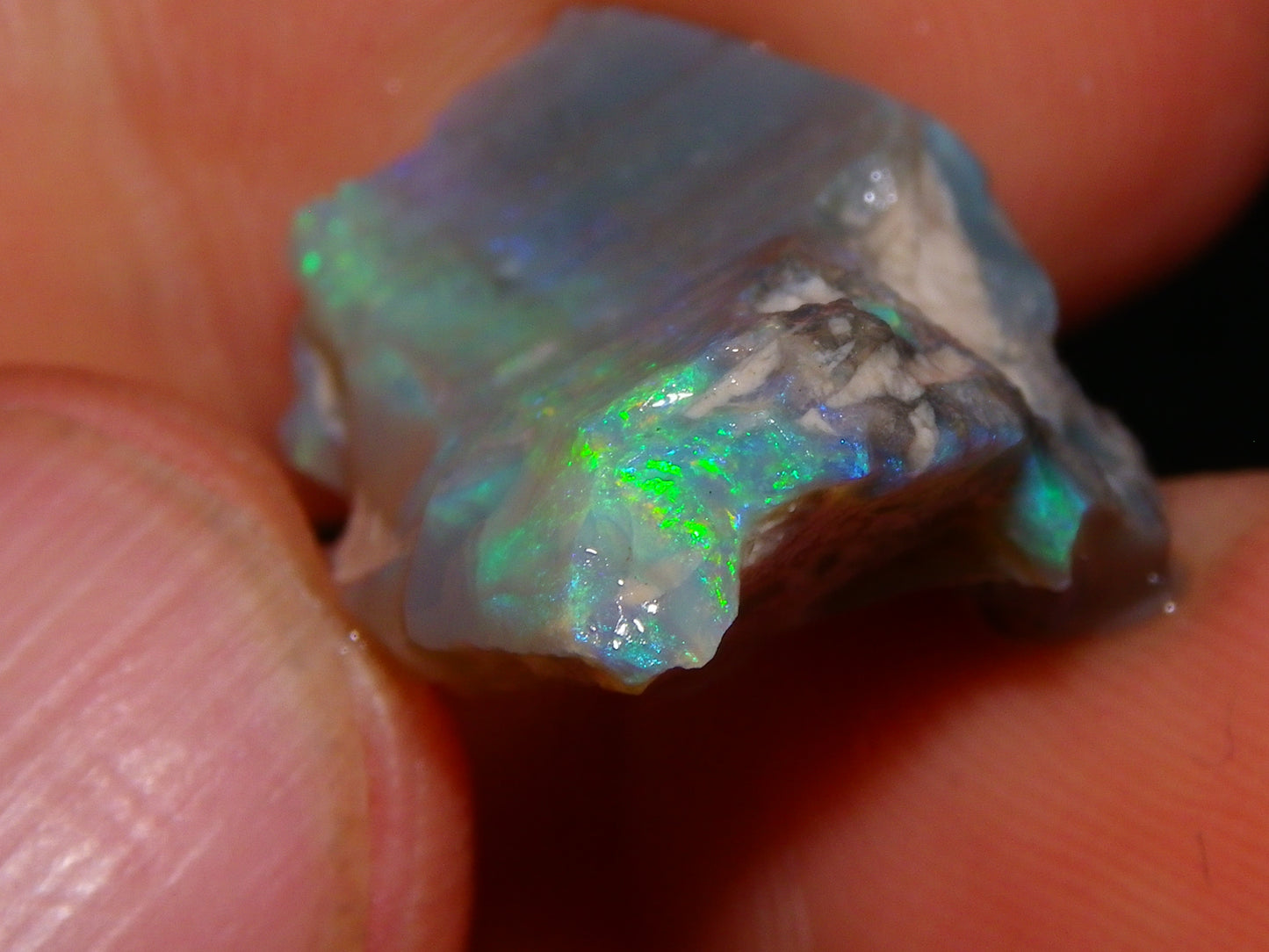 3 Nice Rough Lightning Ridge Opals 55cts Green/Blue Crystal/Grey Base Fires Au