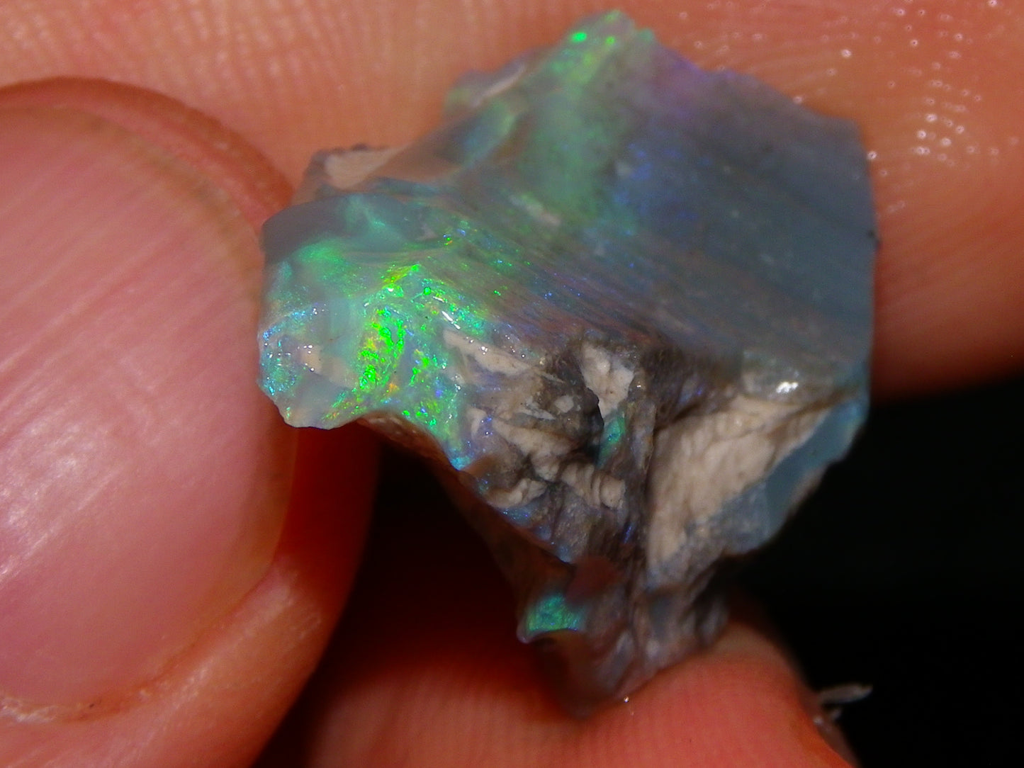 3 Nice Rough Lightning Ridge Opals 55cts Green/Blue Crystal/Grey Base Fires Au