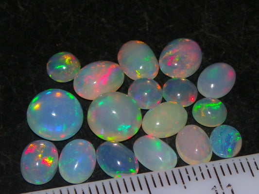 Nice Cut/Polished Welo Crystal Opals 10.30cts Ethiopia 17x stones Multicolours