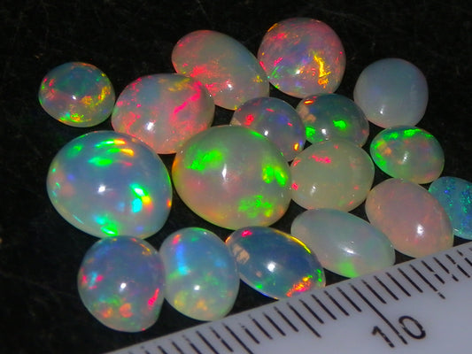 Nice Cut/Polished Welo Crystal Opals 10.30cts Ethiopia 17x stones Multicolours