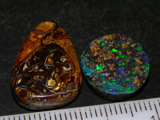 2 Cut/Polished Opal Cabs 21.15cts Koroit/Winton Queensland Australia