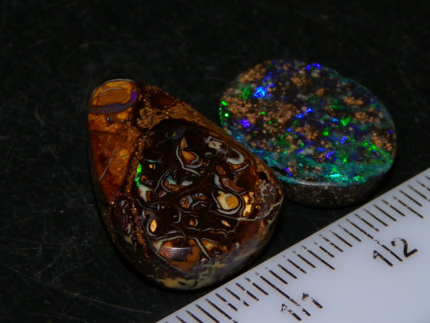 2 Cut/Polished Opal Cabs 21.15cts Koroit/Winton Queensland Australia