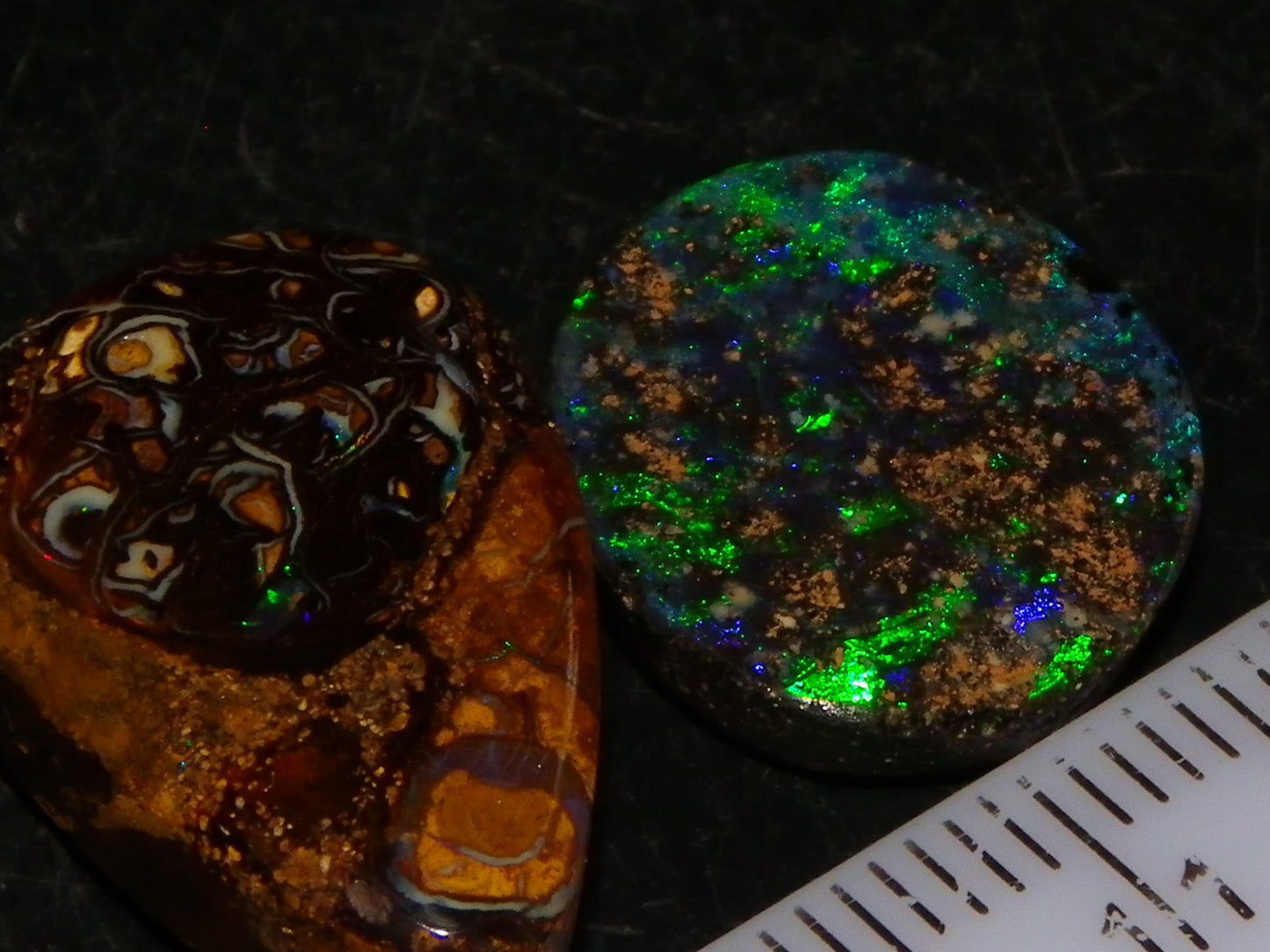 2 Cut/Polished Opal Cabs 21.15cts Koroit/Winton Queensland Australia