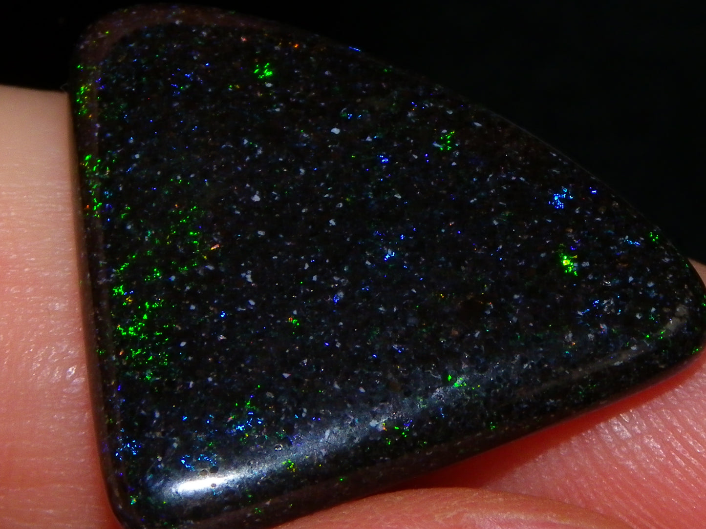 2 Nice Quality Andamooka Matrix Opal Cabs 16.2cts Blue/Green/red Fires Mixed Freeforms