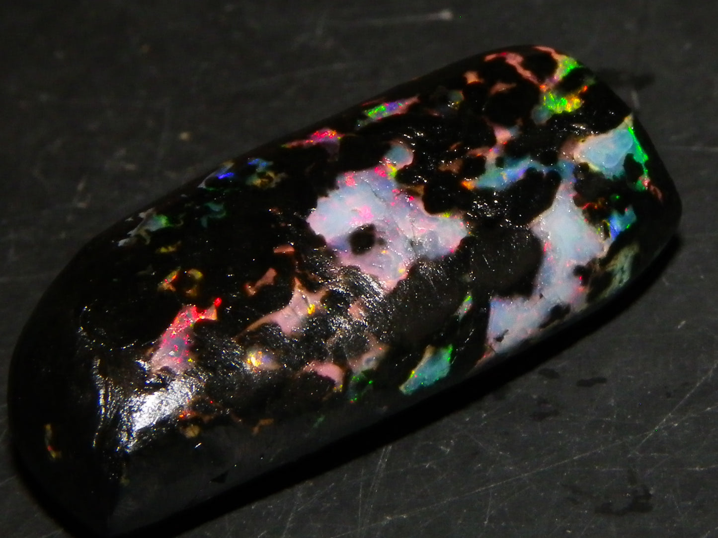 NIce Quality Indonesian Opal Rub/specimen 21cts Multicolour Fires Black Base