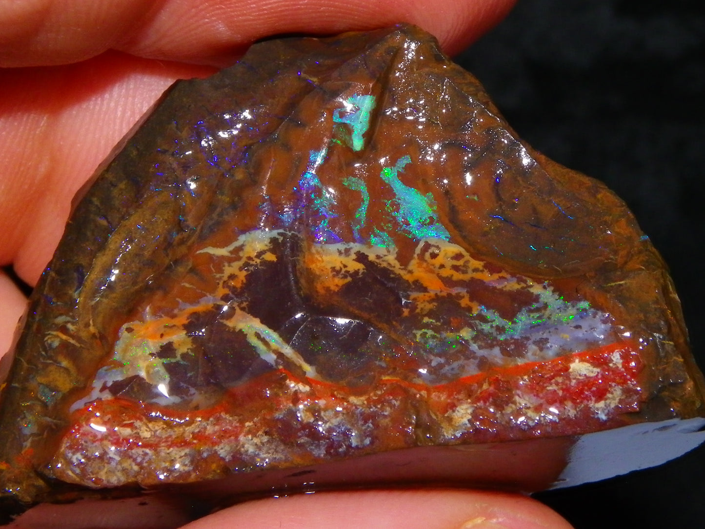 2 Nice Rough/Sliced Opals 303.8cts Queensland Australia Blue/Green Fires :)