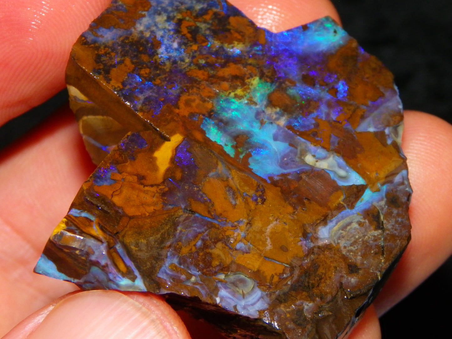 2 Nice Rough/Sliced Opals 303.8cts Queensland Australia Blue/Green Fires :)