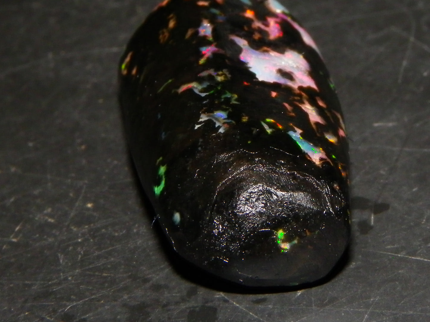 NIce Quality Indonesian Opal Rub/specimen 21cts Multicolour Fires Black Base