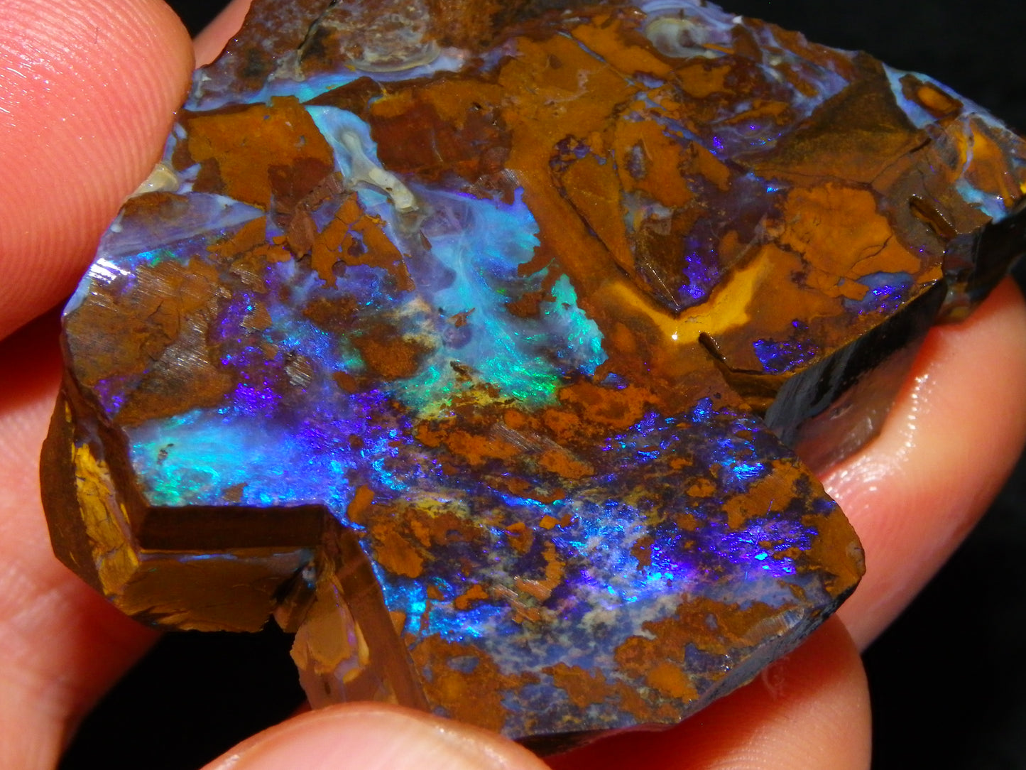 2 Nice Rough/Sliced Opals 303.8cts Queensland Australia Blue/Green Fires :)