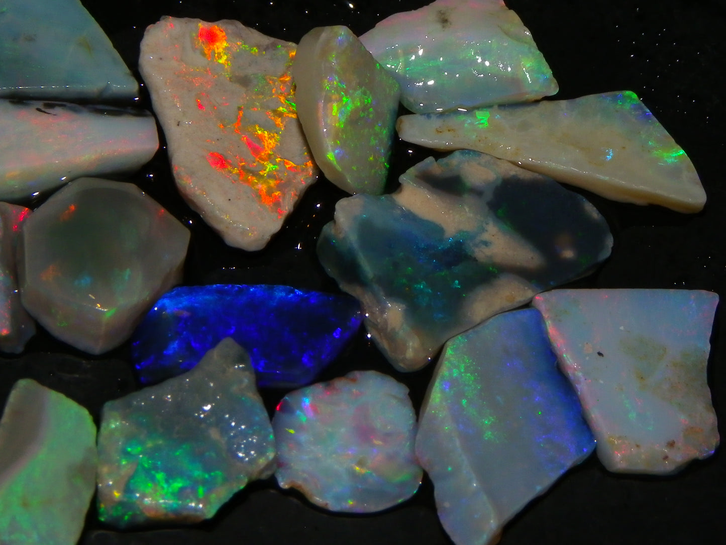 Nice Lightning Ridge/Mintabie Opal Rubs Parcel 37cts Multicolours Australia