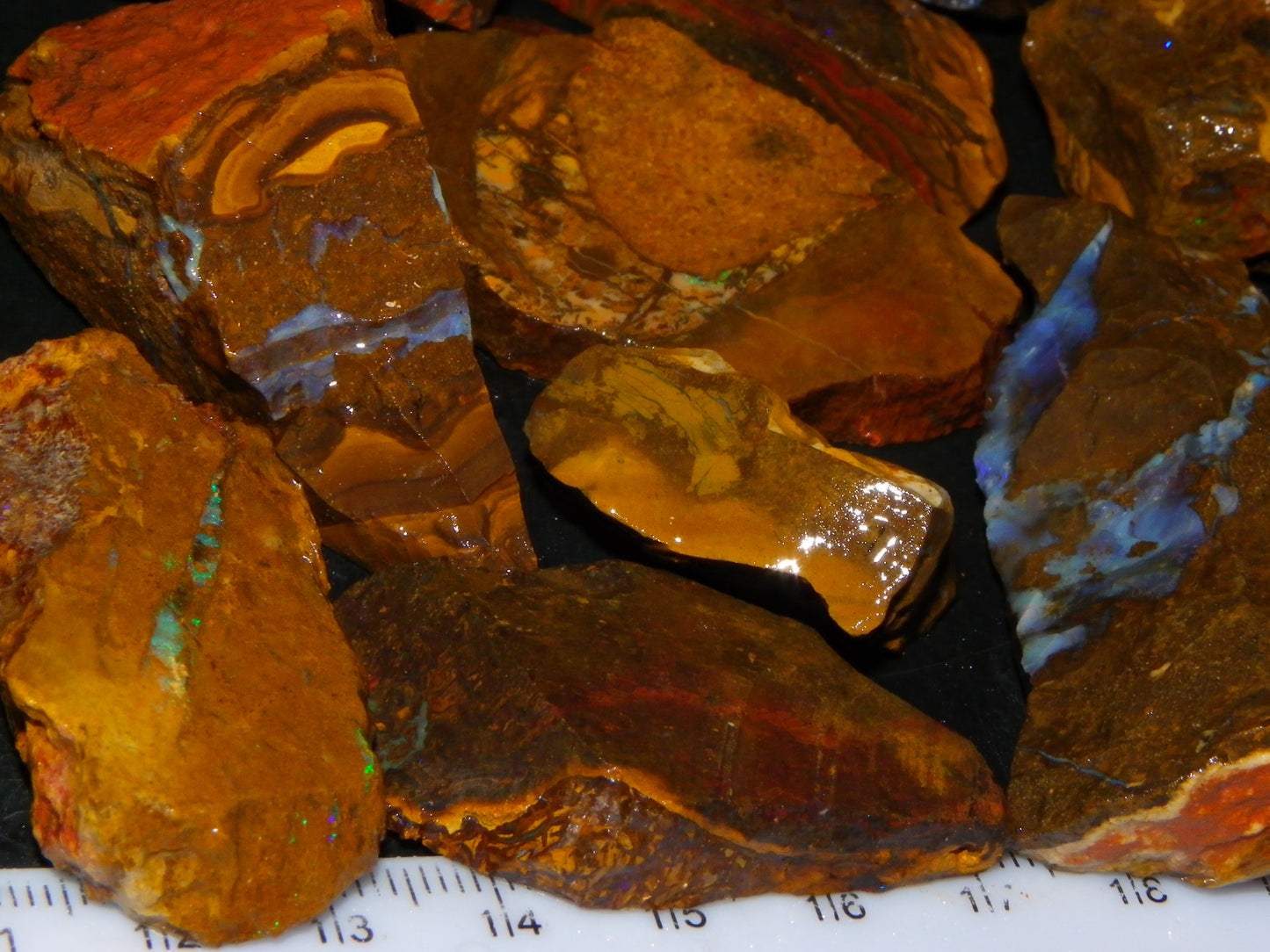 Queensland Boulder Opal Rough/sliced Parcel 1593cts some Patterns/Fires :)