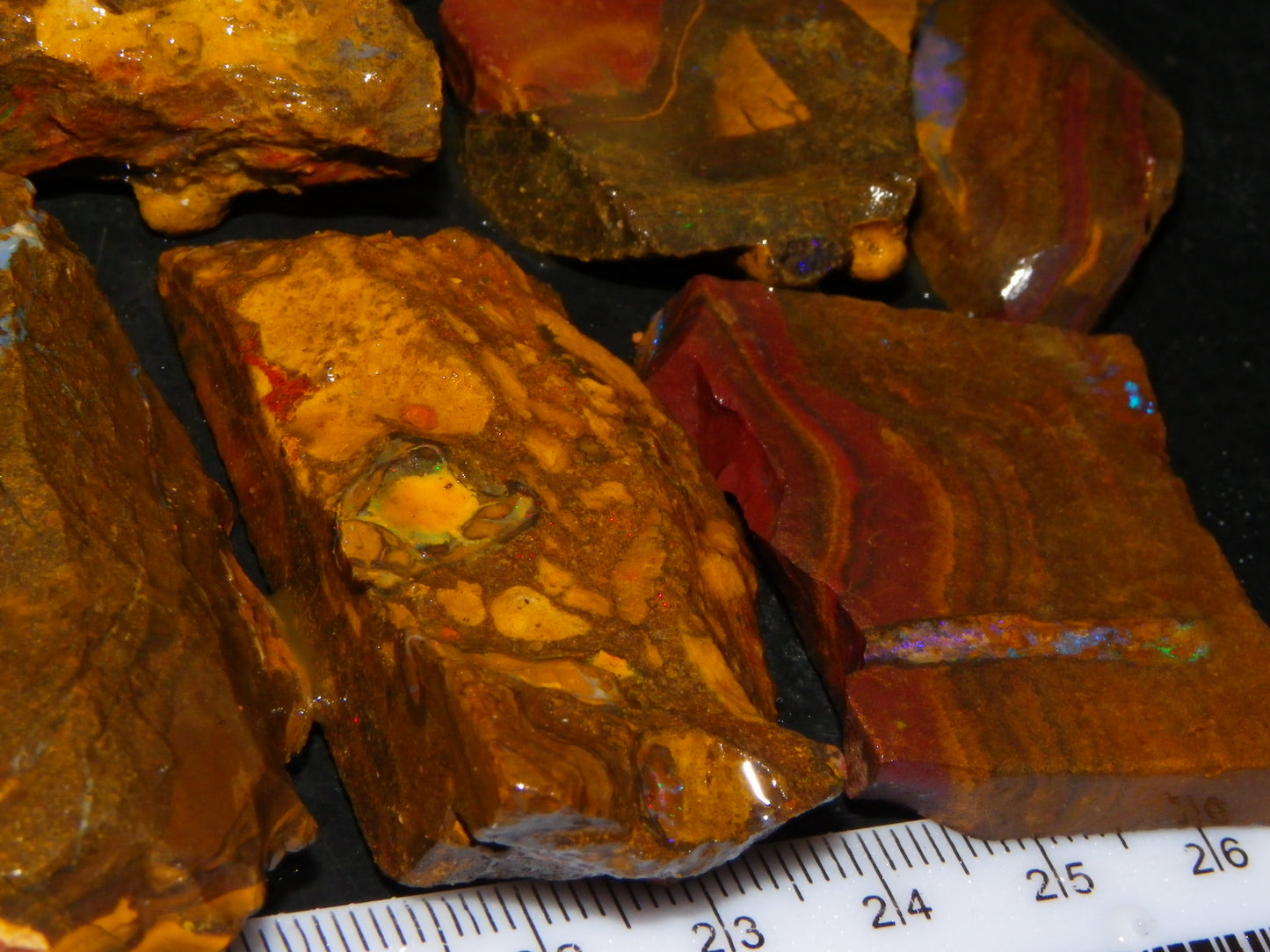 Queensland Boulder Opal Rough/sliced Parcel 1593cts some Patterns/Fires :)