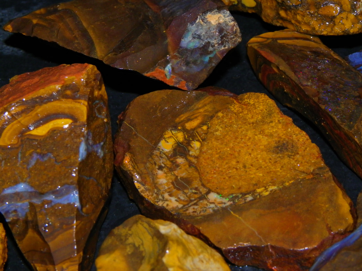 Queensland Boulder Opal Rough/sliced Parcel 1593cts some Patterns/Fires :)