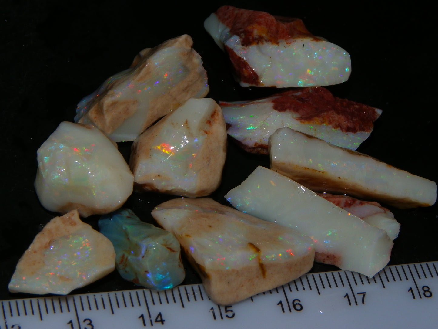 Nice Coober Pedy Seam Opal Rough/Specimens 108.6cts Multicolours White/Milky Base