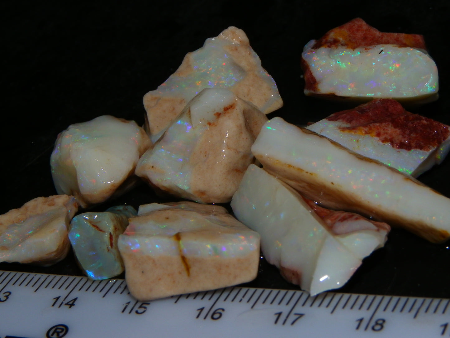 Nice Coober Pedy Seam Opal Rough/Specimens 108.6cts Multicolours White/Milky Base