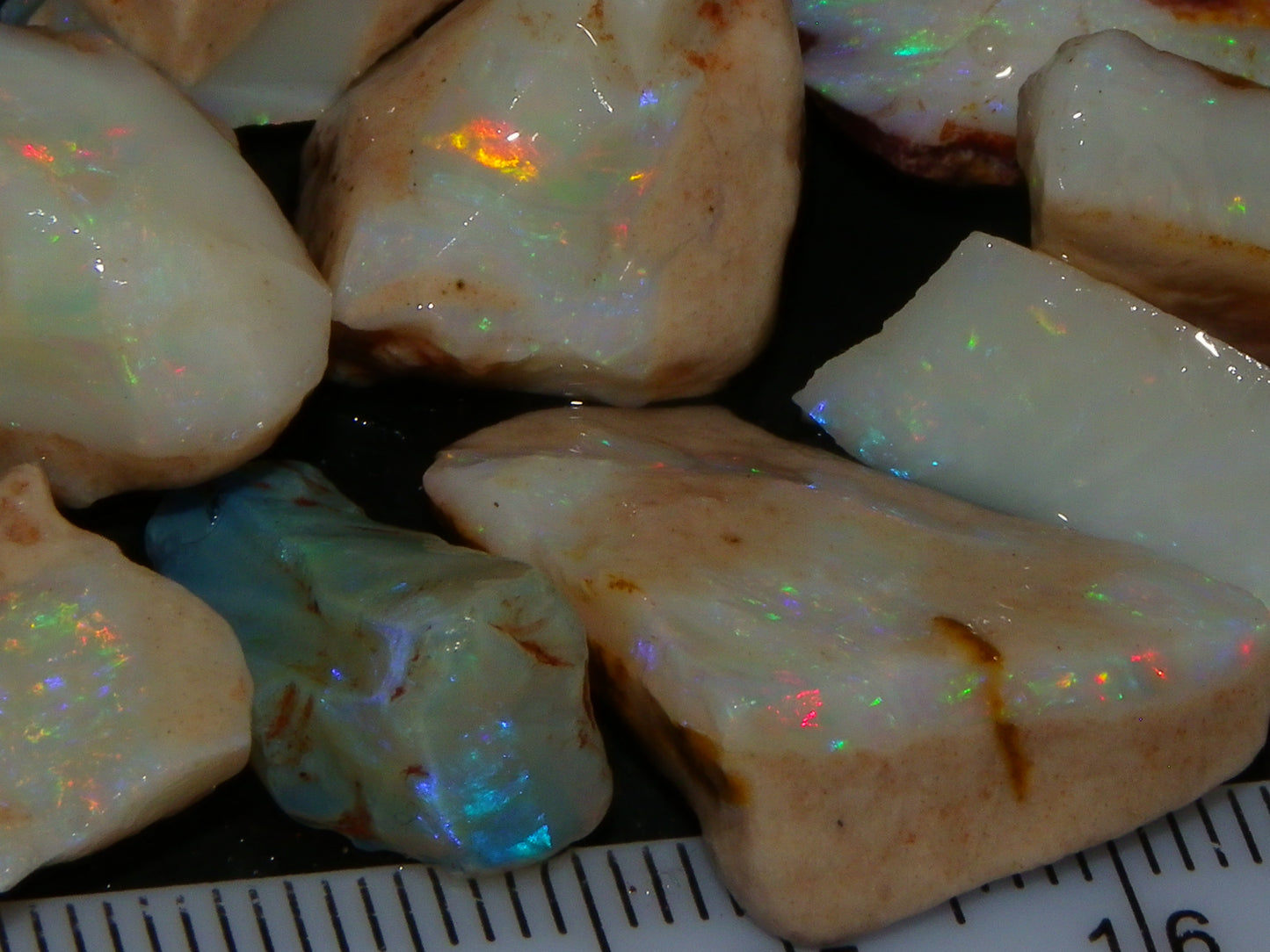 Nice Coober Pedy Seam Opal Rough/Specimens 108.6cts Multicolours White/Milky Base