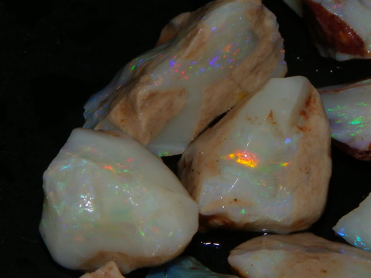 Nice Coober Pedy Seam Opal Rough/Specimens 108.6cts Multicolours White/Milky Base