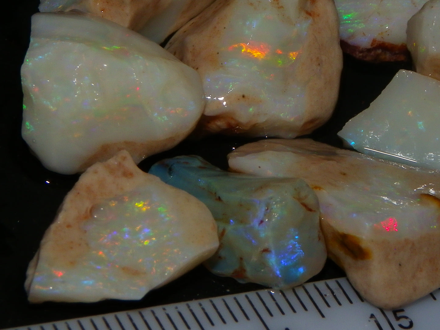 Nice Coober Pedy Seam Opal Rough/Specimens 108.6cts Multicolours White/Milky Base