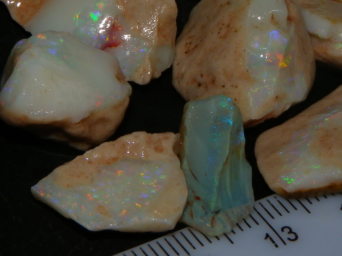 Nice Coober Pedy Seam Opal Rough/Specimens 108.6cts Multicolours White/Milky Base