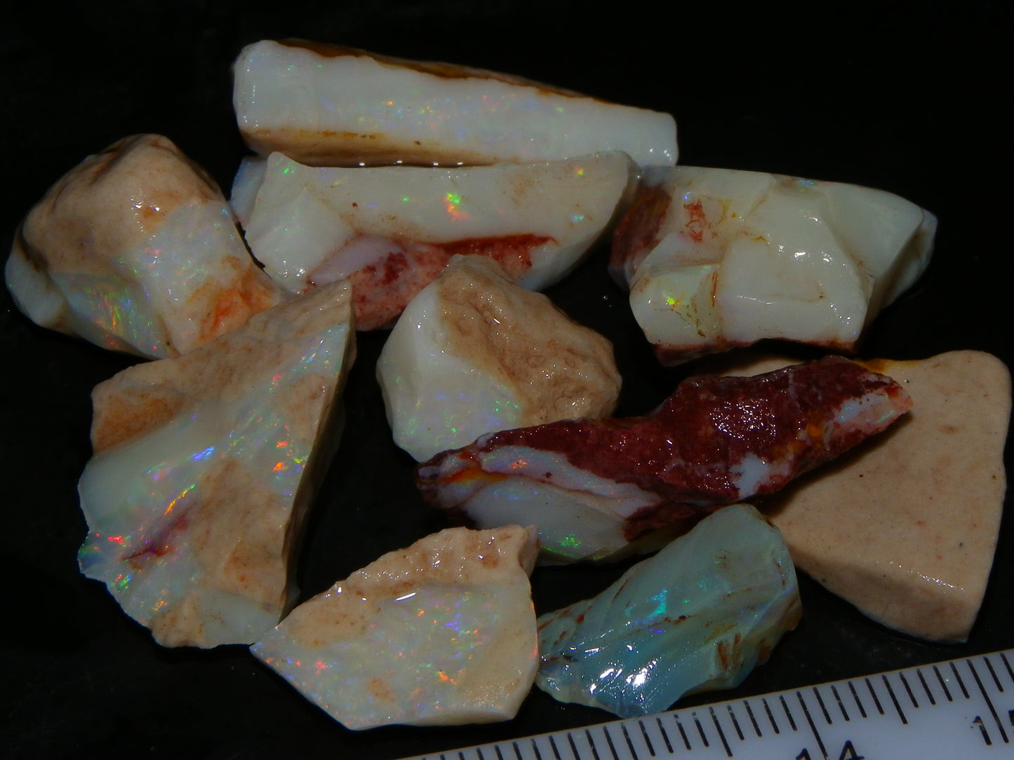 Nice Coober Pedy Seam Opal Rough/Specimens 108.6cts Multicolours White/Milky Base