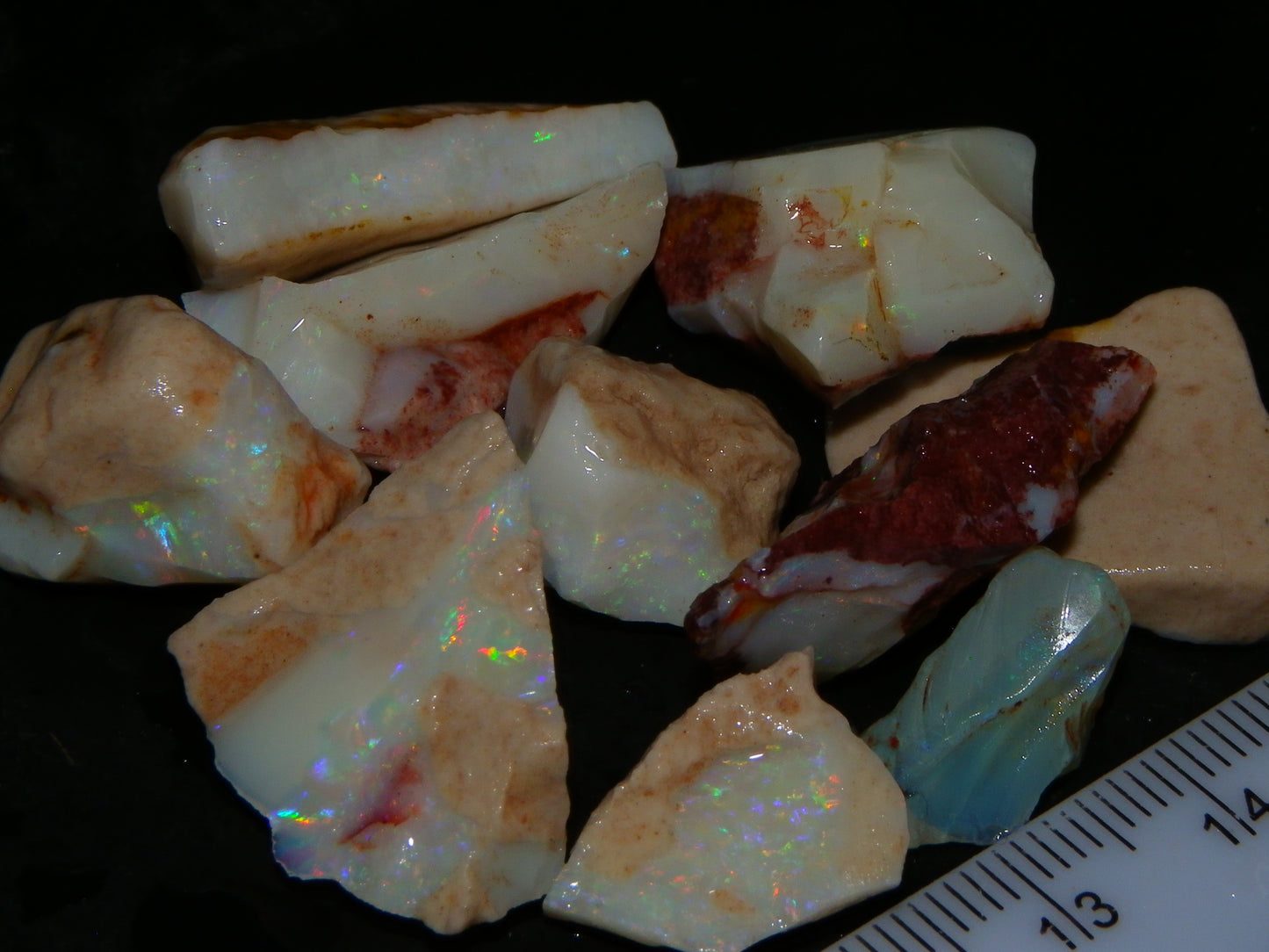 Nice Coober Pedy Seam Opal Rough/Specimens 108.6cts Multicolours White/Milky Base