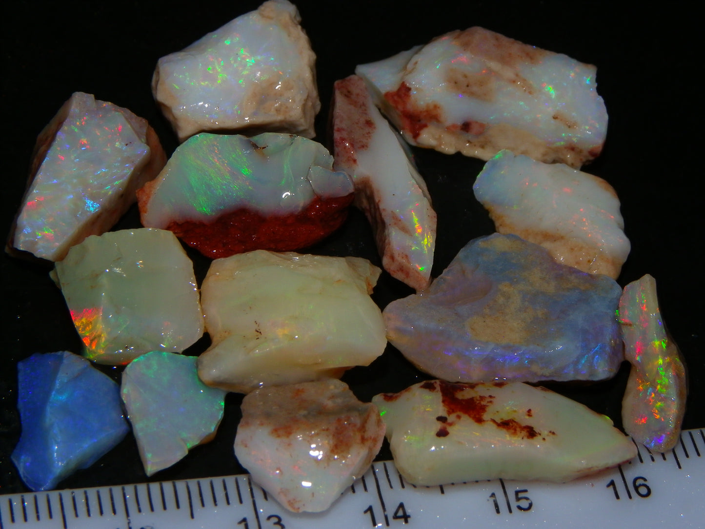 Nice Rough Coober Pedy Opal Parcel 77cts Seam/Crystal Lot Blue/Purples/Multicolours