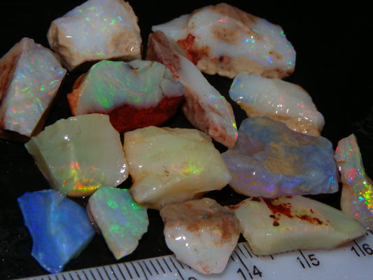 Nice Rough Coober Pedy Opal Parcel 77cts Seam/Crystal Lot Blue/Purples/Multicolours