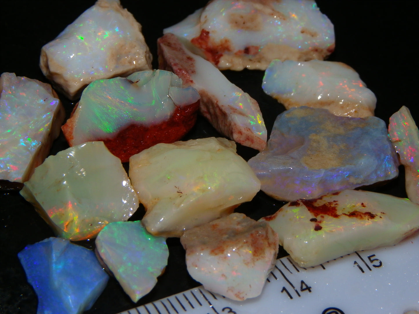 Nice Rough Coober Pedy Opal Parcel 77cts Seam/Crystal Lot Blue/Purples/Multicolours