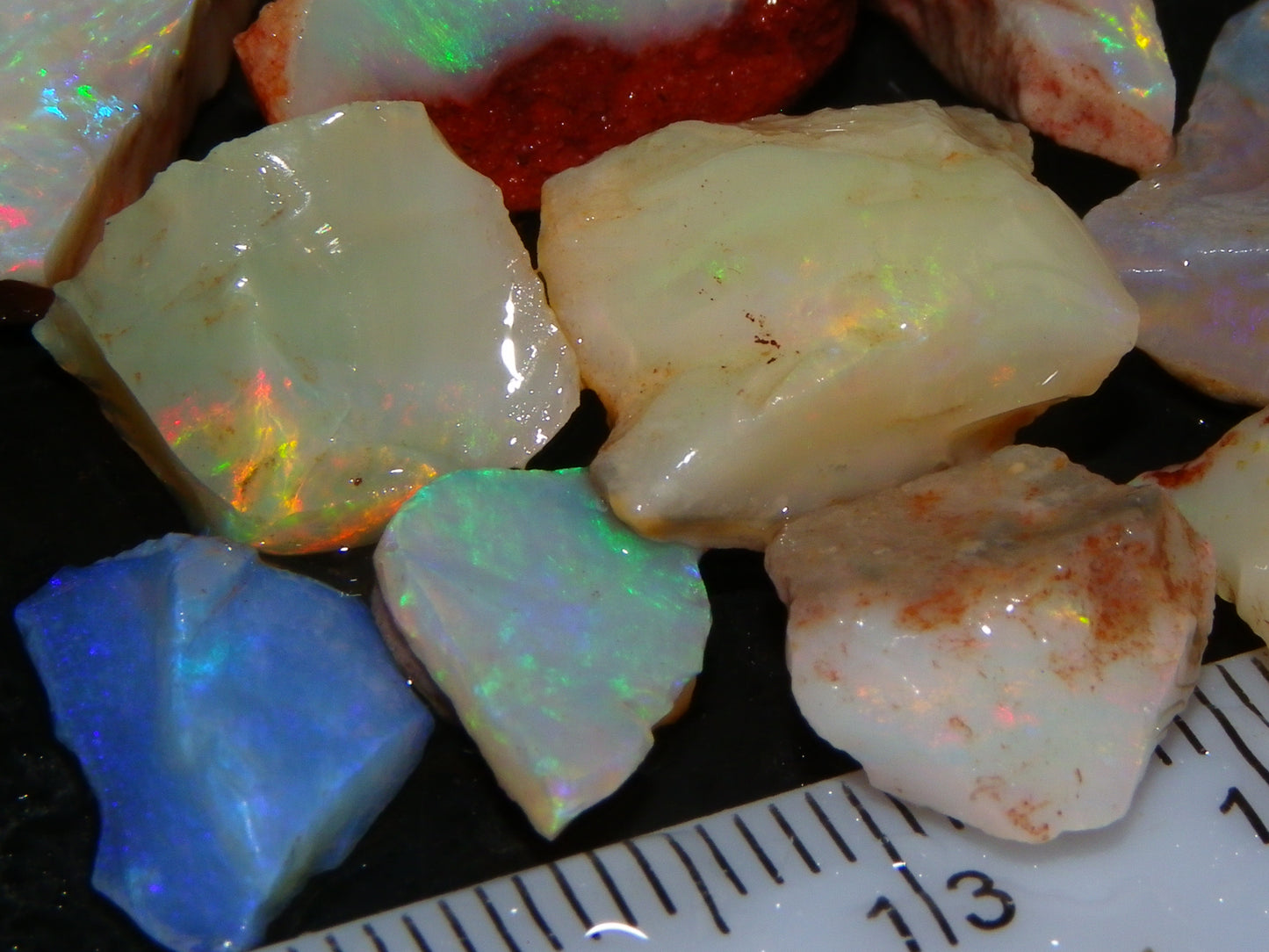 Nice Rough Coober Pedy Opal Parcel 77cts Seam/Crystal Lot Blue/Purples/Multicolours