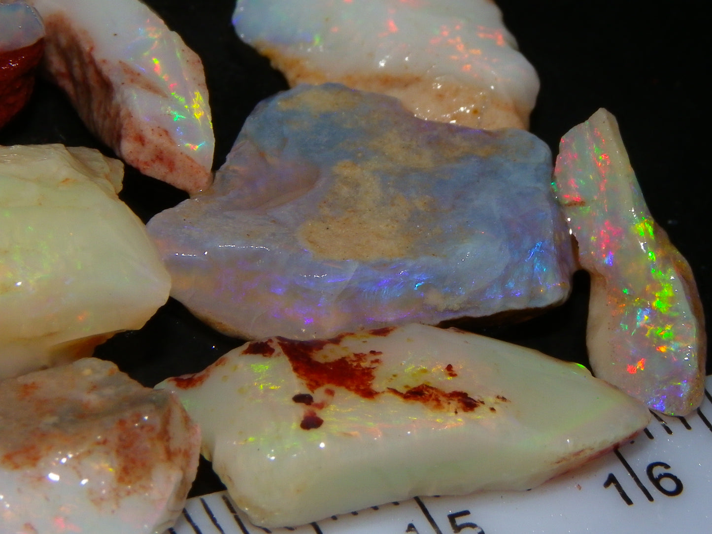 Nice Rough Coober Pedy Opal Parcel 77cts Seam/Crystal Lot Blue/Purples/Multicolours