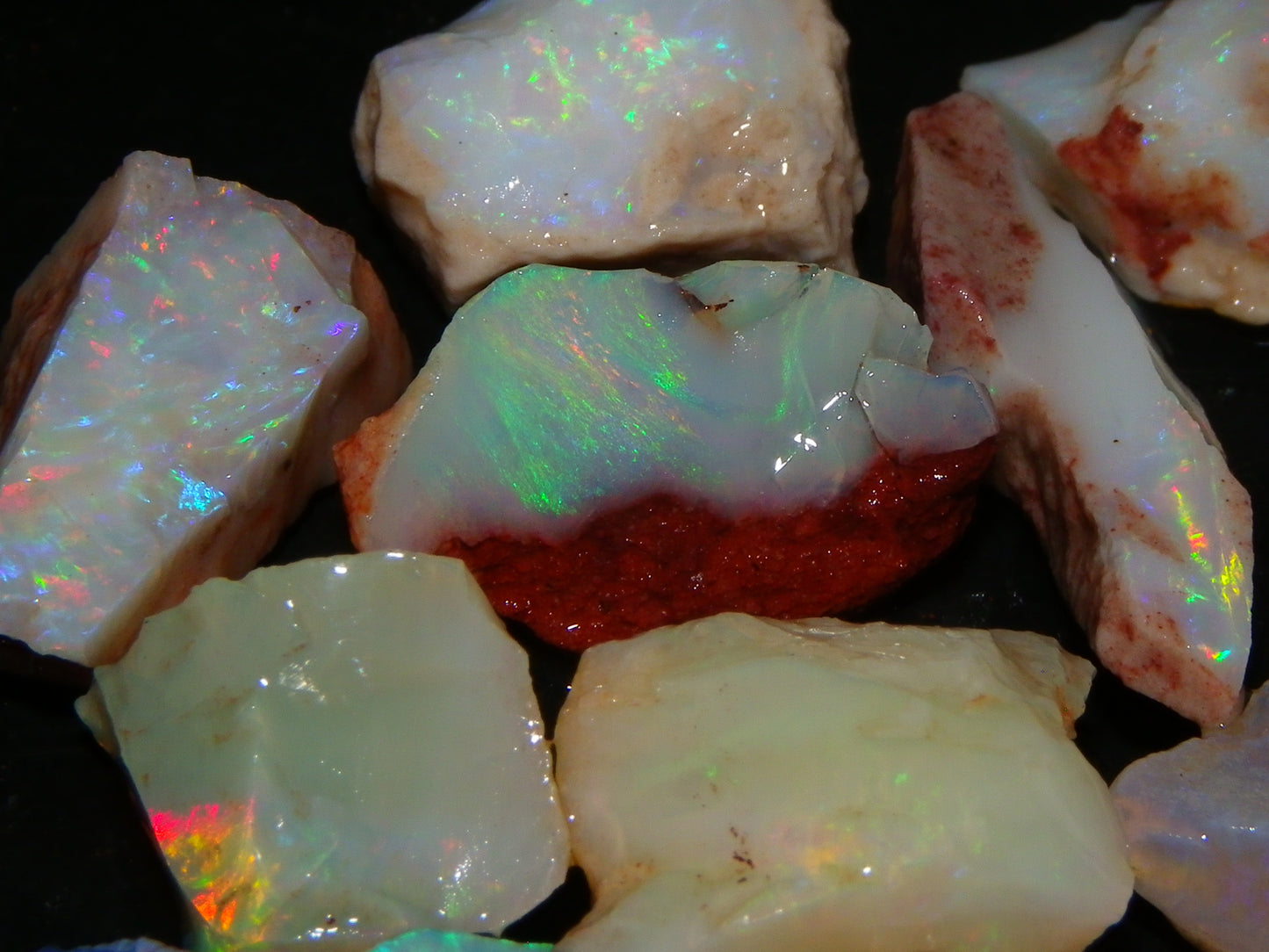 Nice Rough Coober Pedy Opal Parcel 77cts Seam/Crystal Lot Blue/Purples/Multicolours