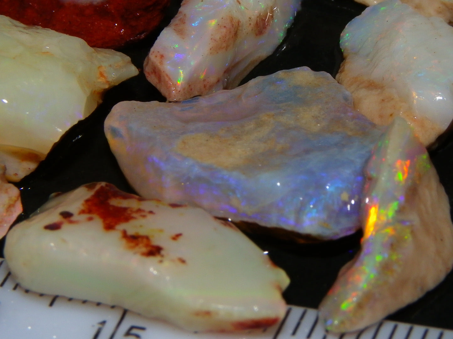 Nice Rough Coober Pedy Opal Parcel 77cts Seam/Crystal Lot Blue/Purples/Multicolours