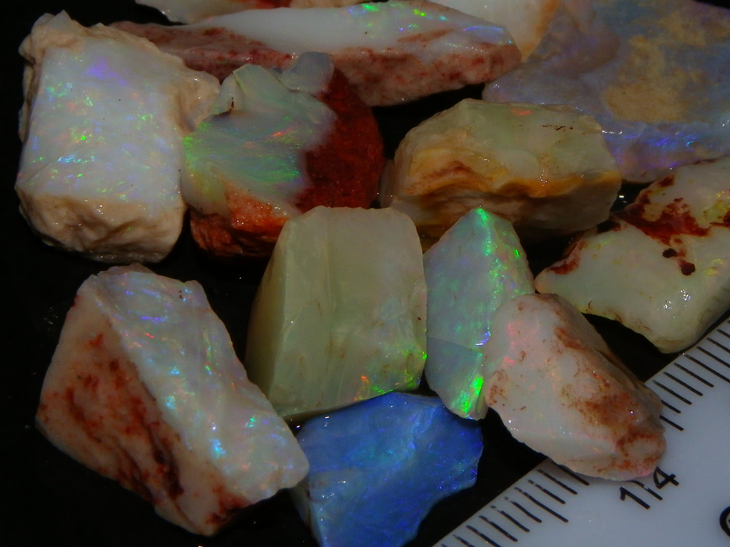 Nice Rough Coober Pedy Opal Parcel 77cts Seam/Crystal Lot Blue/Purples/Multicolours