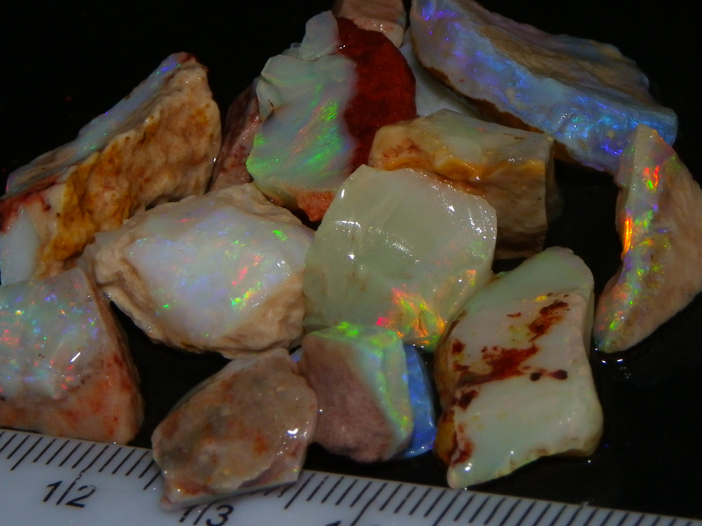 Nice Rough Coober Pedy Opal Parcel 77cts Seam/Crystal Lot Blue/Purples/Multicolours