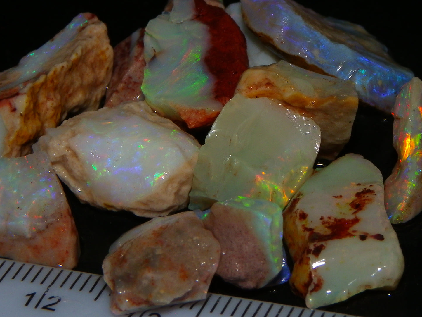 Nice Rough Coober Pedy Opal Parcel 77cts Seam/Crystal Lot Blue/Purples/Multicolours