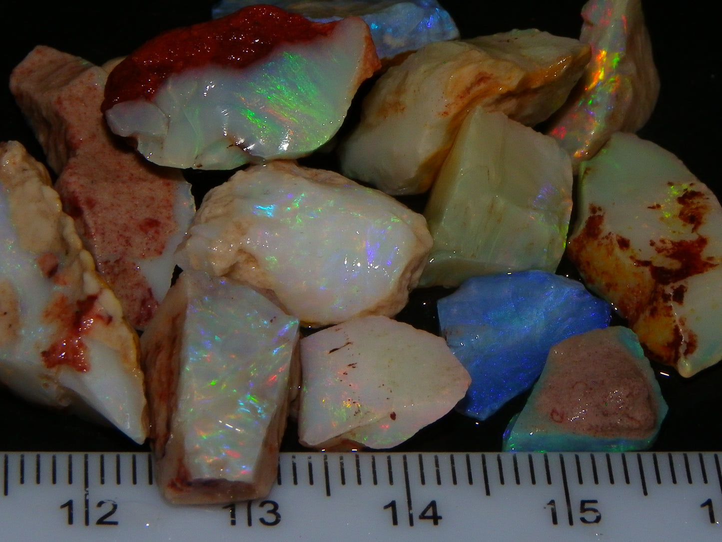 Nice Rough Coober Pedy Opal Parcel 77cts Seam/Crystal Lot Blue/Purples/Multicolours