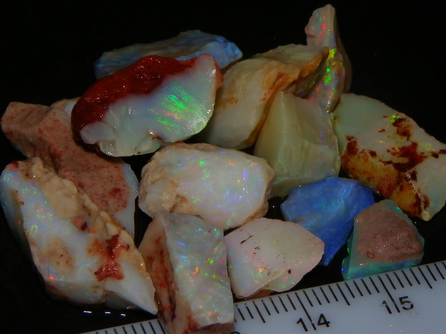 Nice Rough Coober Pedy Opal Parcel 77cts Seam/Crystal Lot Blue/Purples/Multicolours