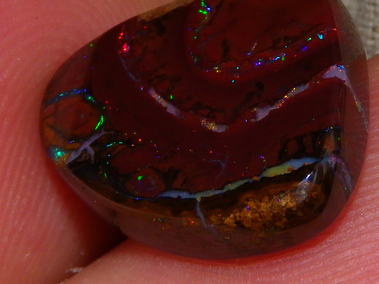 3 Quality Koroit Opal Cabs/Freeforms set 90.81cts Nut/Pattern Fires double sided