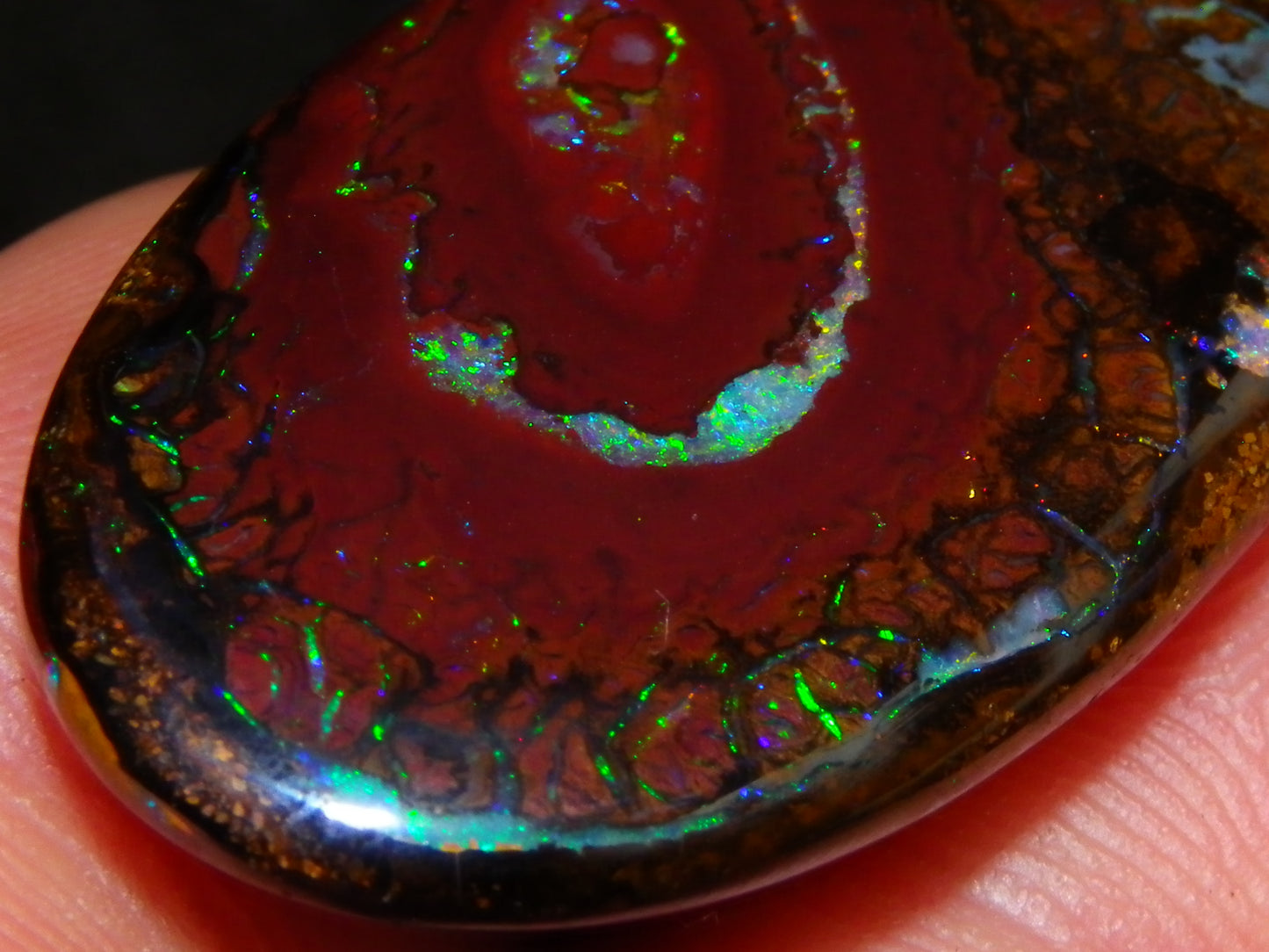 3 Quality Koroit Opal Cabs/Freeforms set 90.81cts Nut/Pattern Fires double sided