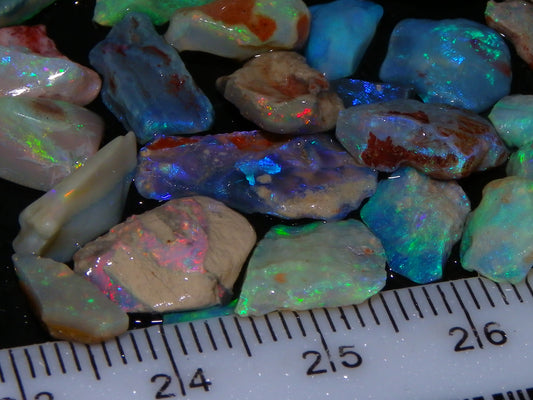 Nice Lightning Ridge Opal Parcel 98.6cts Fires/specimens Crystal/Seam/Dark Base