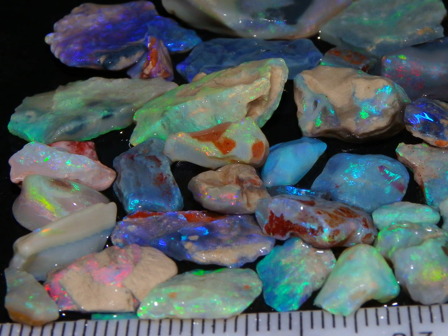 Nice Lightning Ridge Opal Parcel 98.6cts Fires/specimens Crystal/Seam/Dark Base