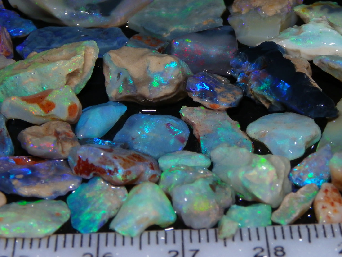 Nice Lightning Ridge Opal Parcel 98.6cts Fires/specimens Crystal/Seam/Dark Base