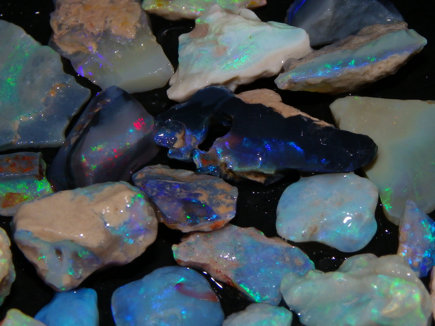 Nice Lightning Ridge Opal Parcel 98.6cts Fires/specimens Crystal/Seam/Dark Base