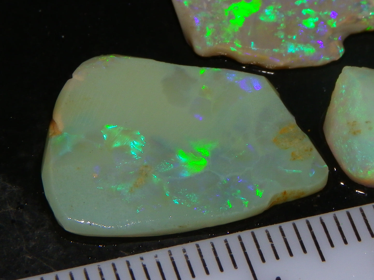 5 Nice Rubbed Lightning Ridge Opals 22cts Fires/Patterns Australia Mixed Base :)