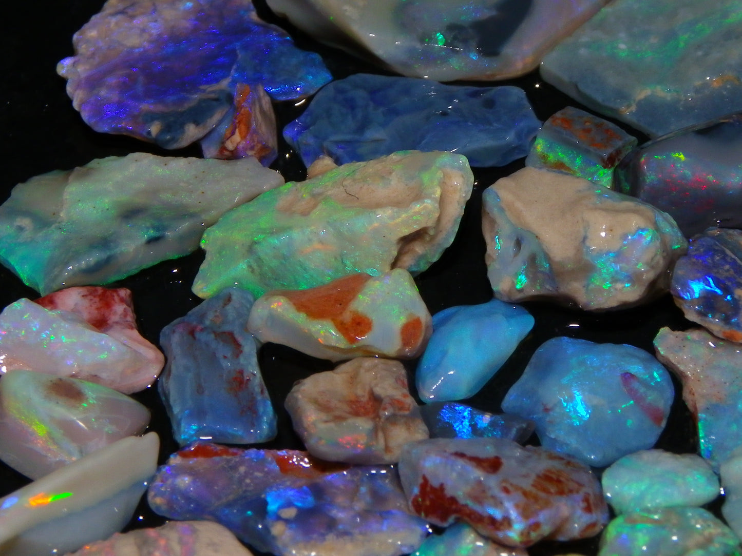 Nice Lightning Ridge Opal Parcel 98.6cts Fires/specimens Crystal/Seam/Dark Base