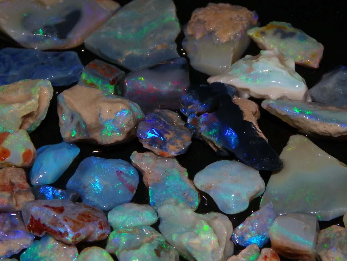 Nice Lightning Ridge Opal Parcel 98.6cts Fires/specimens Crystal/Seam/Dark Base