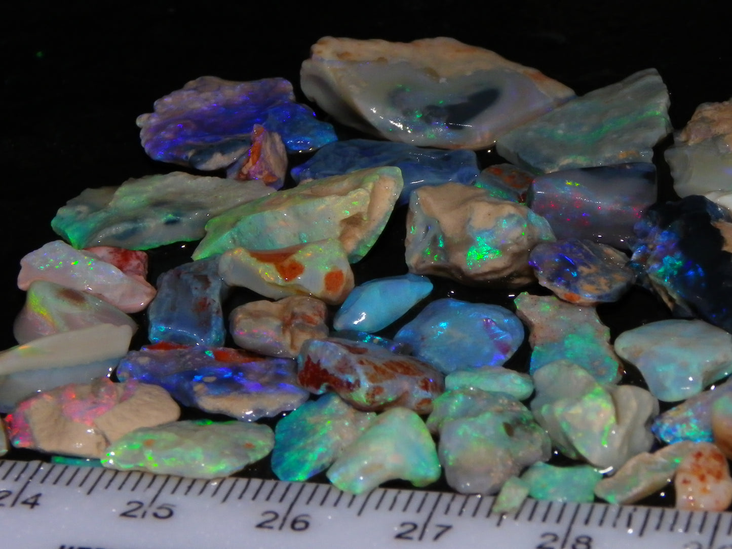 Nice Lightning Ridge Opal Parcel 98.6cts Fires/specimens Crystal/Seam/Dark Base