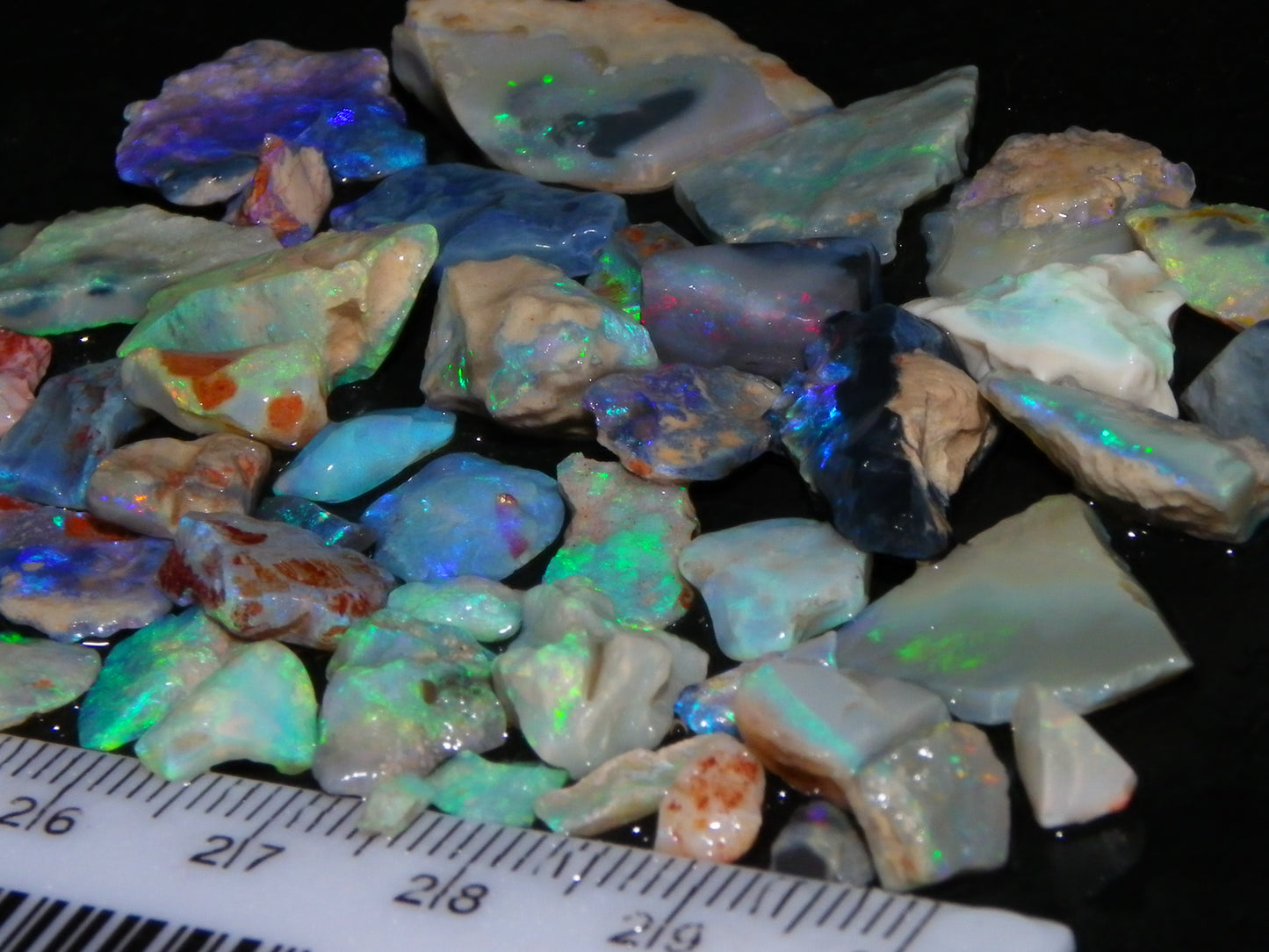 Nice Lightning Ridge Opal Parcel 98.6cts Fires/specimens Crystal/Seam/Dark Base